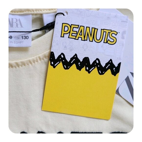 ZARA x Peanuts KIDS TSHIRT SZ 8-9 Yellow Snoopy Woodstock Linus Charlie Brown - Picture 5 of 6